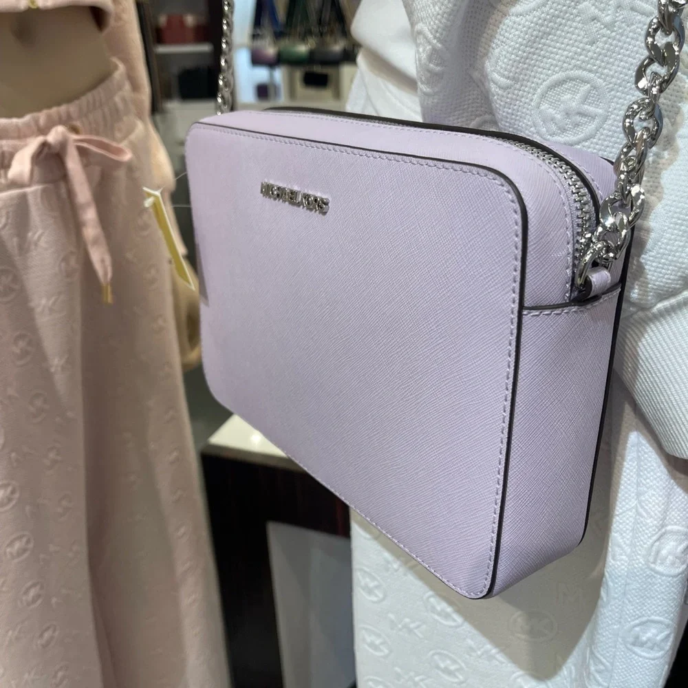 MICHAEL KORS Jet Set Large Saffiano Leather EW Crossbody Bag Light Quartz NWT